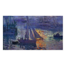 Monet sunrise at sea sailboat painting boating art business card templates