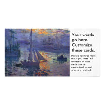 Monet sunrise at sea sailboat painting boating art photo cards