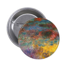 Monet Water Lily Pond Evening Button