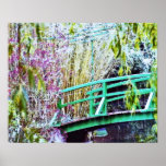 Monet's Bridge with Flowers Poster