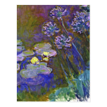 Monet's Water Lilies and Agapanthus Post Card