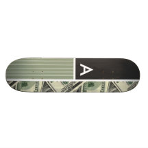 Money Pattern; Green Custom Skate Board