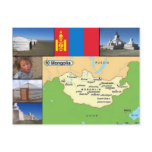 Mongolia map postcards