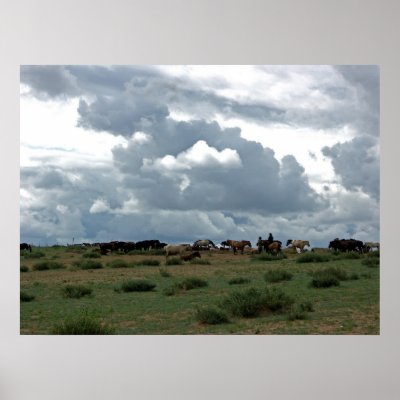 Mongolian Horses Print by palzang
