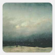 Monk by sea, 1809 square stickers