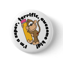 Monkey and Pencil Awesome Kid Pins