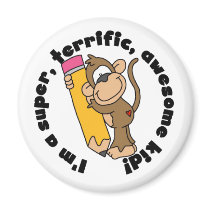 Monkey and Pencil Awesome Kid Refrigerator Magnets