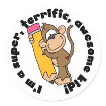 Monkey and Pencil Awesome Kid Stickers