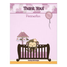 Monkey Baby Shower FLAT#1 Thank You ORCHID Custom Invite