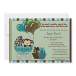 Monkey Baby Shower Invitation TEAL