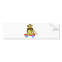 Monkey Banana on Wagon Bumper Sticker