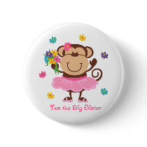 Monkey Big Sister Pinback Buttons