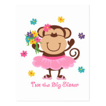 Monkey Big Sister Post Cards