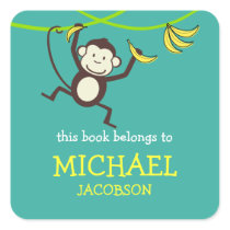 Monkey Bookplates / School Labels Sticker