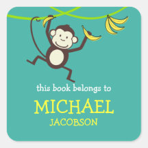 Monkey Bookplates / School Labels Sticker