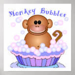 Monkey Bubbles Art Poster