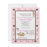Monkey Business 4x5 Pink Dot Baby Shower Invite invitations