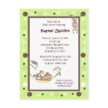 Monkey Business Green and Brown dot invitation postcards