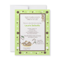 Monkey Business Green Brown Dot Baby Shower