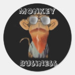 monkey business round sticker