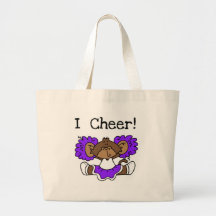 Monkey Cheerleader Purple and White Tote Bags