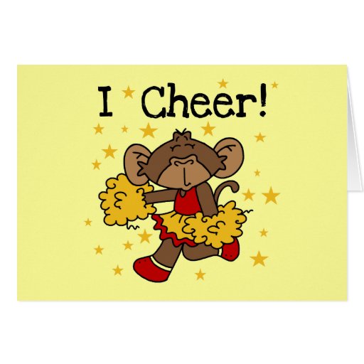 Monkey Cheerleader Red and Gold T-shirts and Gifts Card
