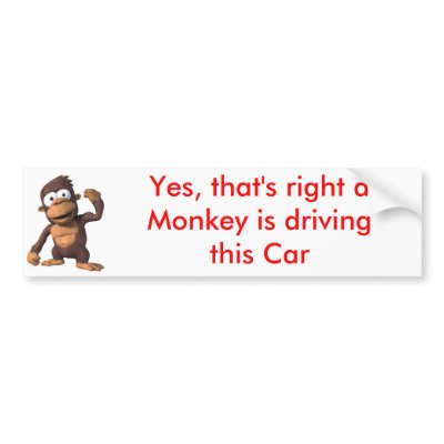Monkey driving a Car Bumper Stickers