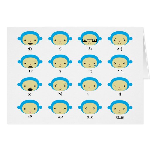 Monkey Emoticons Greeting Card