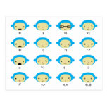 Monkey Emoticons Post Cards
