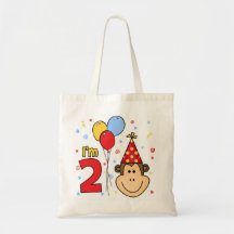 Monkey Face 2nd Birthday Canvas Bags