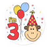 Monkey Face 3rd Birthday stickers