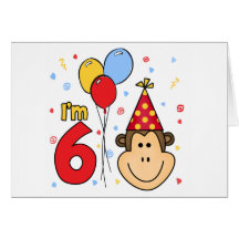 Monkey Face 6th Birthday Invitation Greeting Card