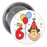 Monkey Face  6th Birthday Pinback Button