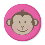 Monkey Face Magnet on Pink