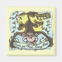Monkey flings Poo by Mudge Studios Fridge Magnet