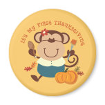 Monkey Girl 1st Thanksgiving Refrigerator Magnets