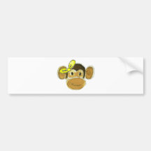 monkey head yellow bow bumper sticker