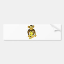 Monkey Holding Banana Bumper Sticker
