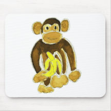 Monkey Holding Banana Mousepads