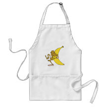 monkey hugging banana apron