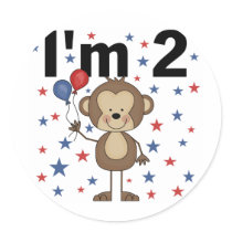 Monkey I'm 2 Tshirts and Gifts Round Stickers
