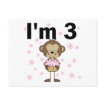 Monkey I'm 3 Birthday T-shirts and Gifts postcards