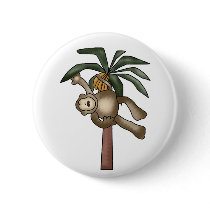 Monkey in Banana Tree Pinback Buttons