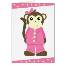 Monkey in Pyjamas Greeting Card