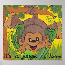 Monkey Jungle Its a jungle in here Poster