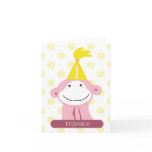 Monkey Kid's 1st Birthday Party Thank You Card