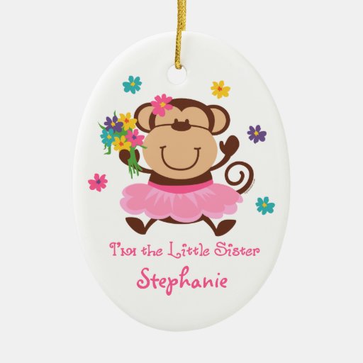 Monkey Little Sister Personalised Ornament