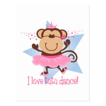 Monkey Love Tutu Dance Post Card