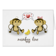 Monkey Love Valentine Greeting Card