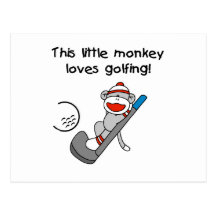 Monkey Loves Golfing T-shirts and Gifts Post Cards